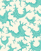Abstract Teal Cream Organic Shapes Rug