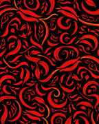Red Swirl Leaf Pattern Rug