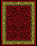 Red Yellow Floral Scroll Pattern Rug