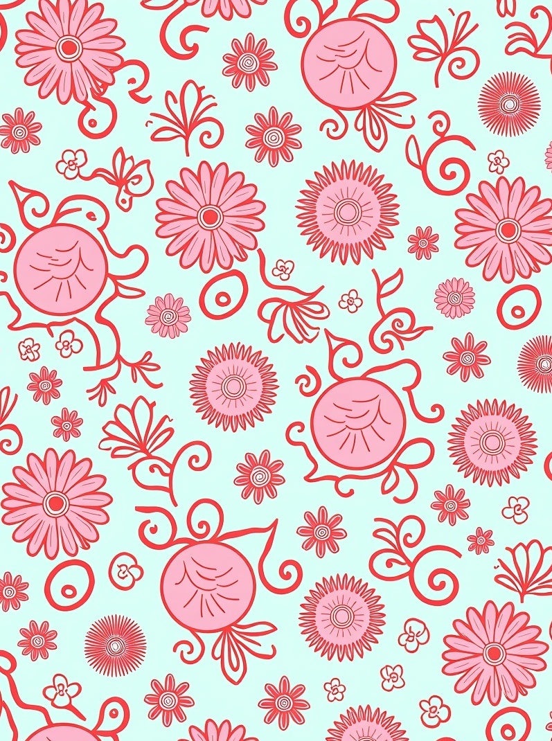 Whimsical Floral Pattern In Pink Rug