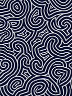 Navy White Swirl Abstract Pattern Rug