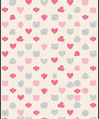 Pink Gray Heart Petal Pattern Rug