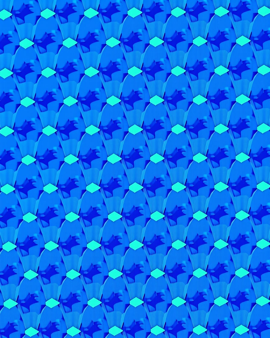 Geometric Blue Scales Pattern Rug