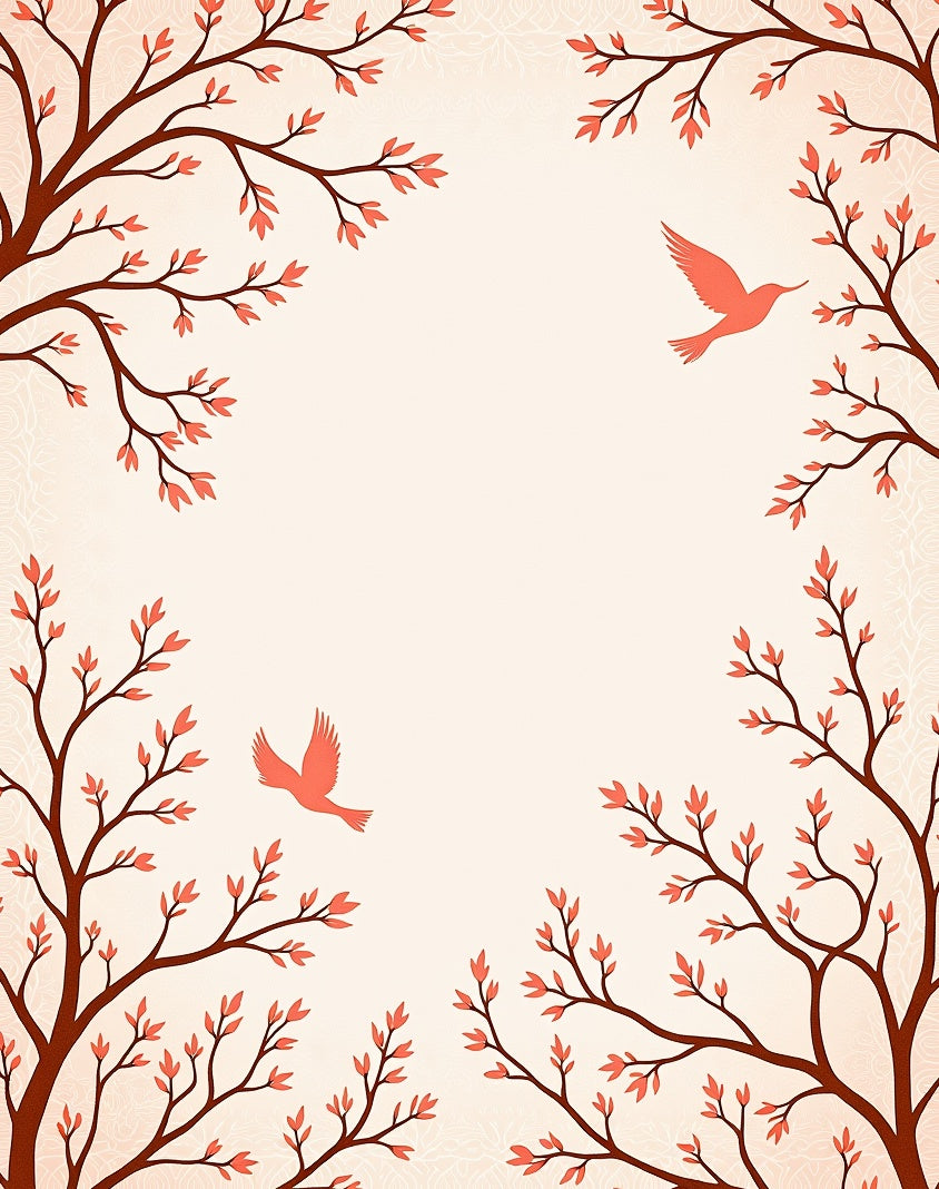 Floral Tree Branches With Birds Design Rug