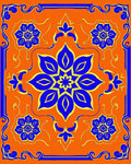 Vibrant Blue Gold Floral Medallion Rug