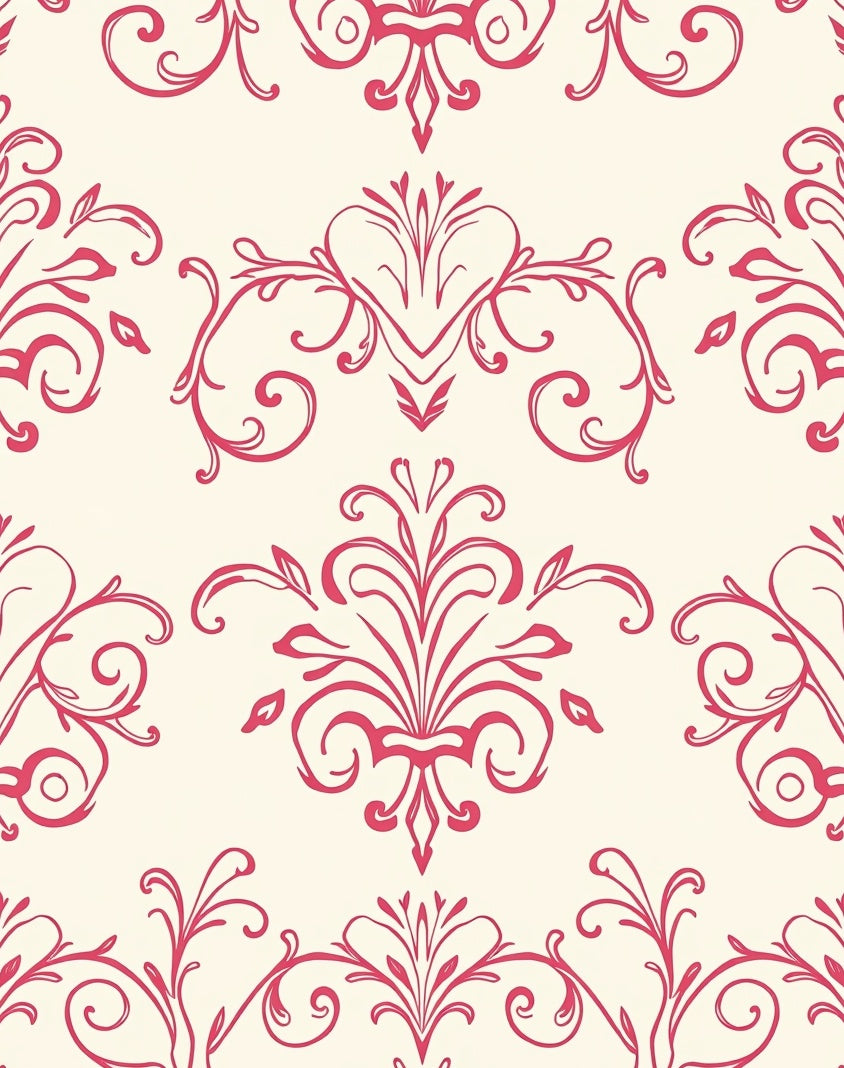 Crimson Elegant Damask Pattern Rug