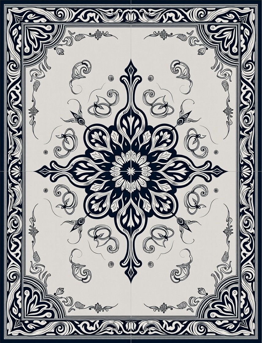 Ornate Floral Center Medallion Pattern Rug