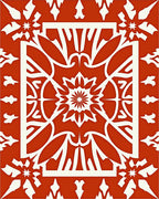 Ornate Red White Floral Mandala Rug