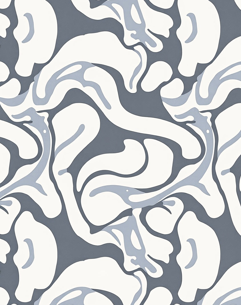 Gray Blue And White Organic Flow Rug