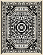 Intricate Black White Mandala Pattern Rug