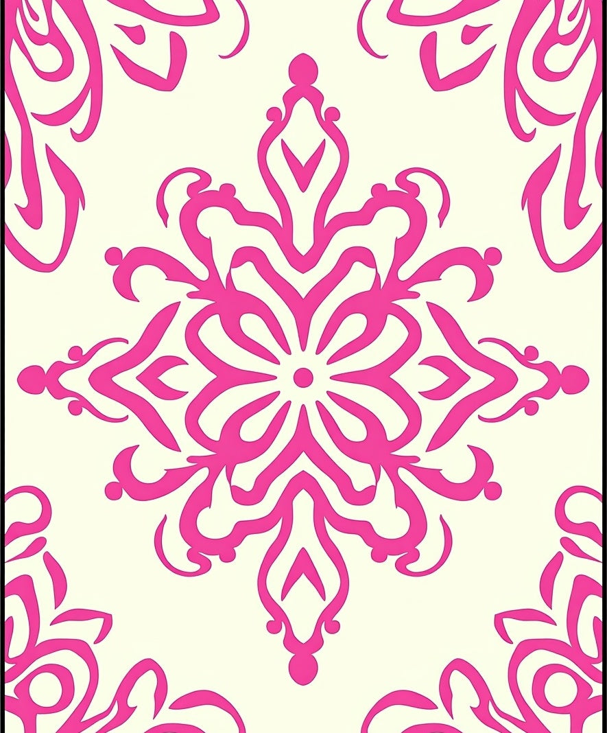 Fuchsia Scroll Floral Symmetry Rug