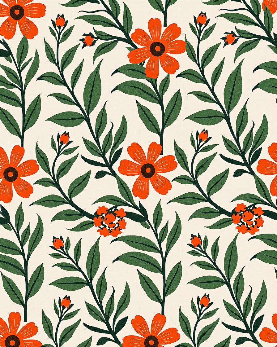 Vintage Orange Blossom Art Nouveau Rug