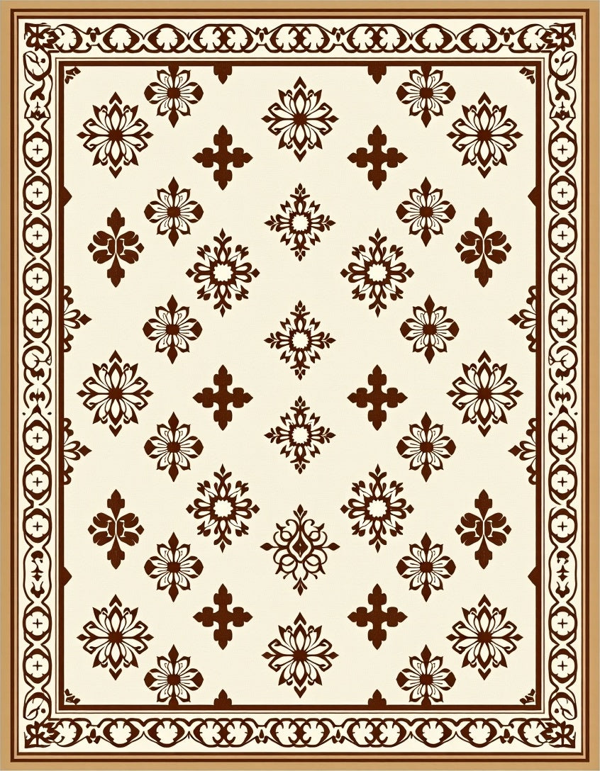 Classic Floral Motif Cream Rug
