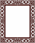 Intricate Brown Tonal Filigree Border Design Rug