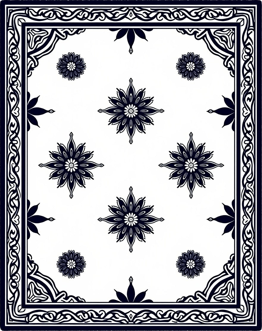 Vintage Floral Border Medallion Design Rug