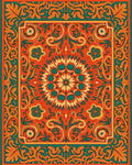 Ornate Floral Scroll Work Design Rug