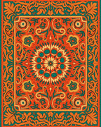 Ornate Floral Scroll Work Design Rug