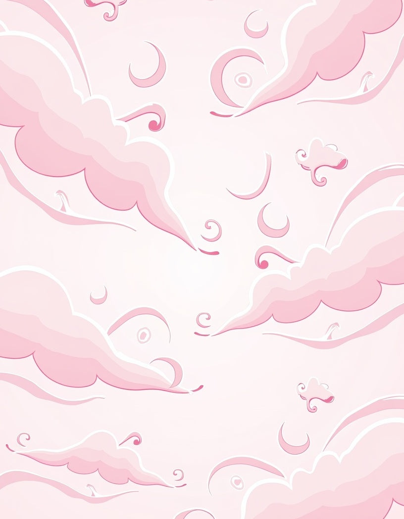 Pink Cloud Swirl Pattern Rug