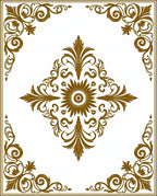 Ornate Golden Scrollwork Floral Design Rug