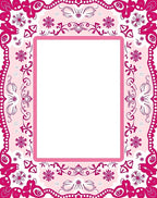 Pink Floral Intricate Border Rug