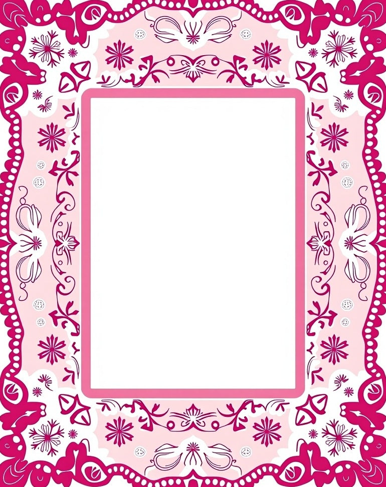 Pink Floral Intricate Border Rug