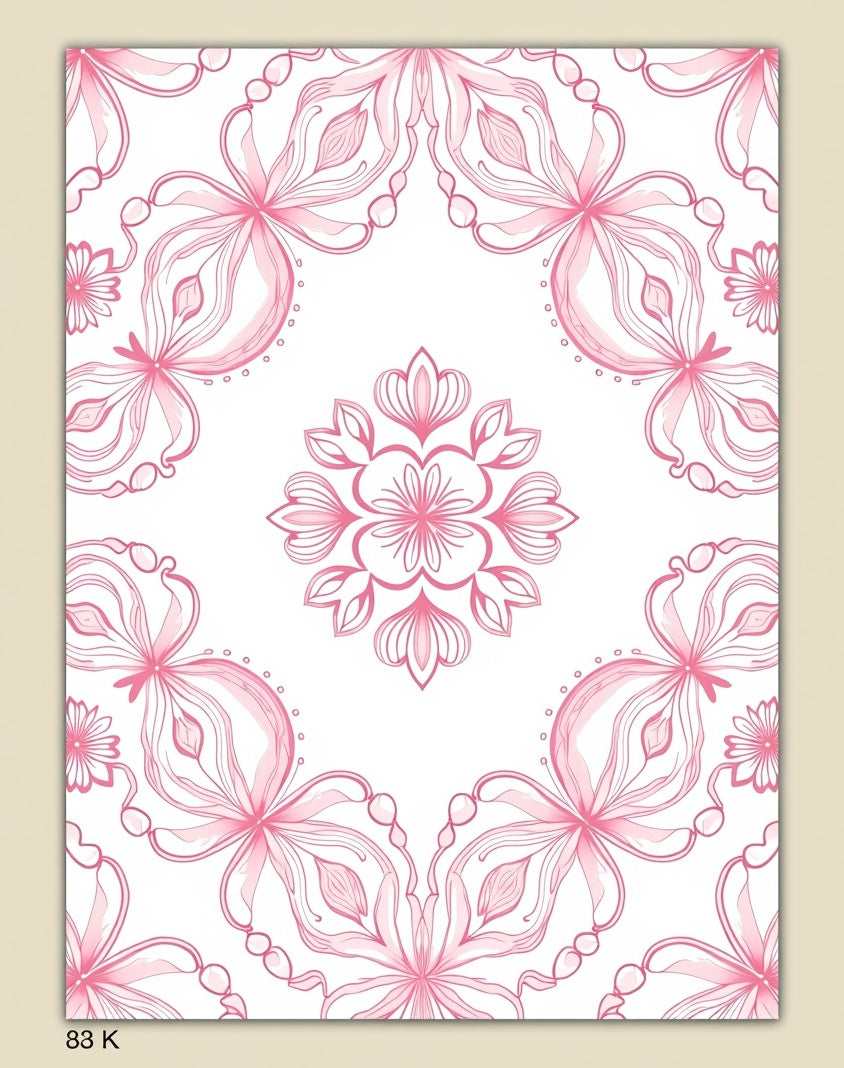 Pretty Pink Floral Mandala Design Rug