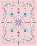 Pink Floral Swirl Patterned Garden Rug