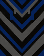 Bold Blue Black Grey Chevron Pattern Rug