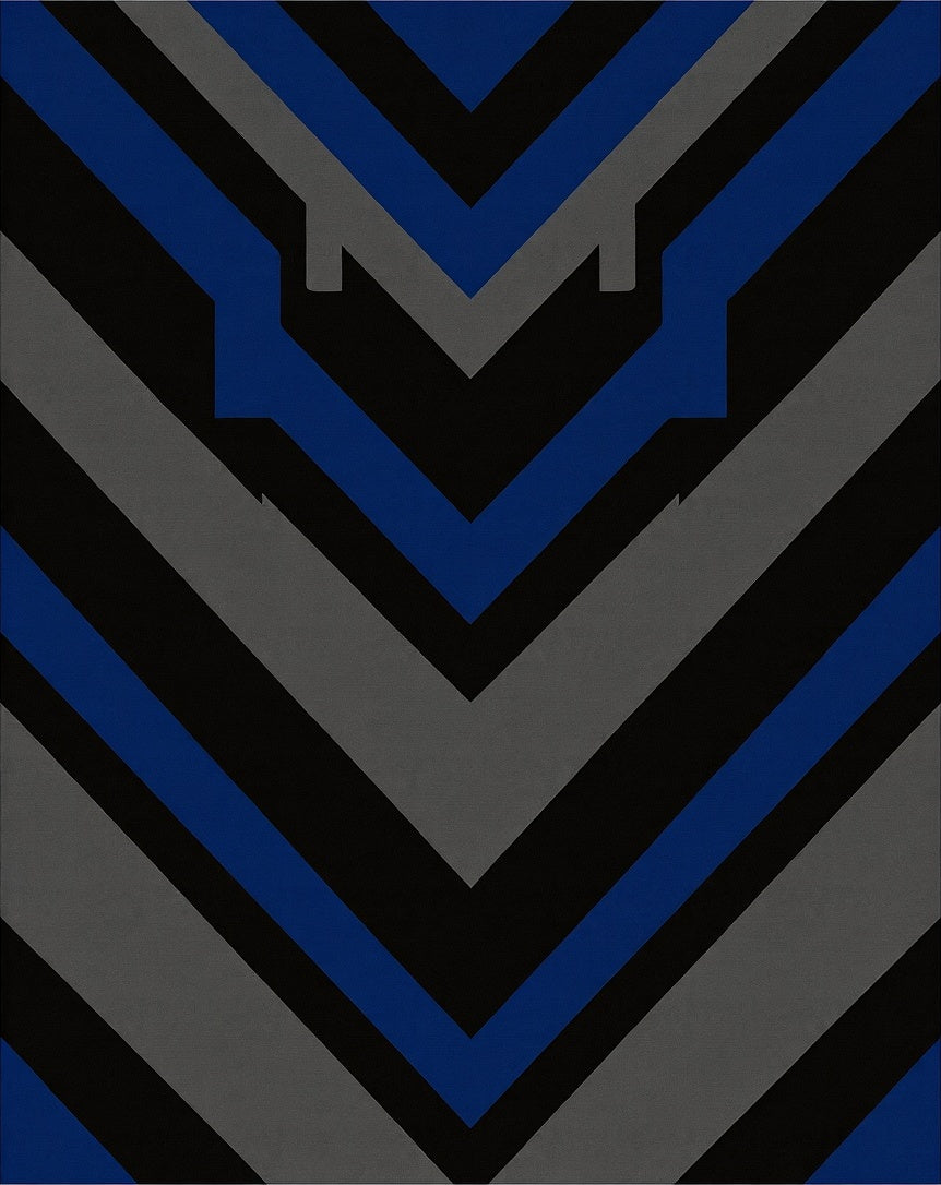 Bold Blue Black Grey Chevron Pattern Rug