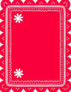 Red Scalloped Floral Border Rug