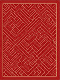 Red Gold Abstract Geometric Labyrinth Rug
