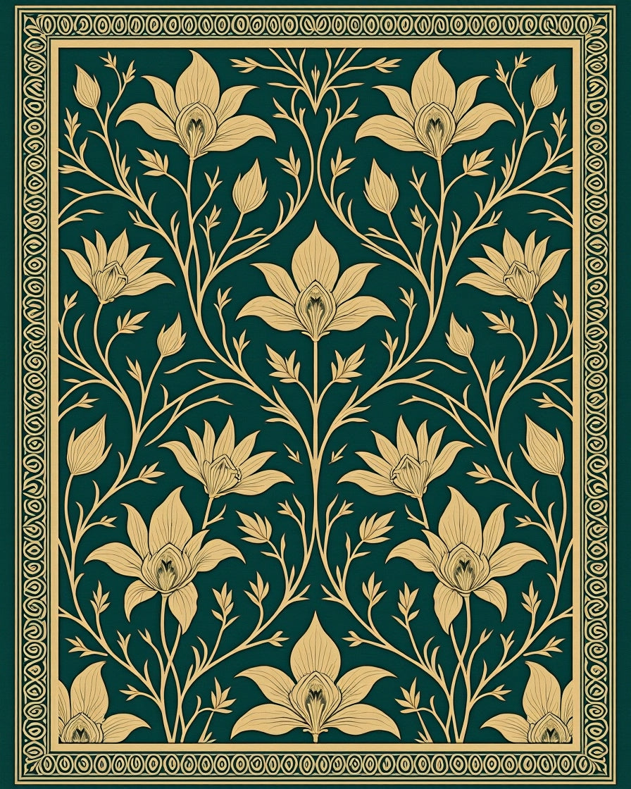 Ornate Floral Vine Pattern Rug