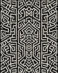 Black White Bold Geometric Maze Pattern Rug