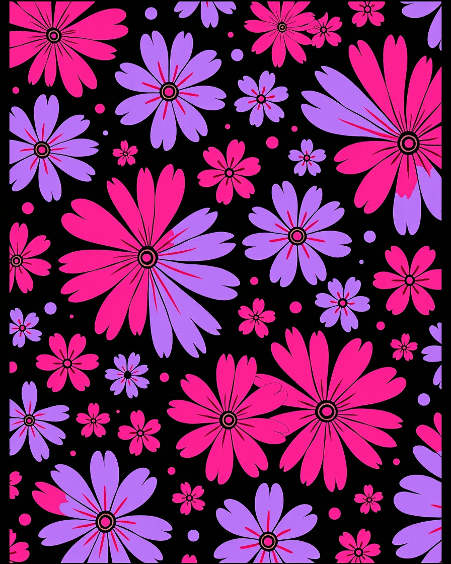 Vibrant Pink Purple Floral Burst Rug