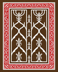 Ornate Lattice Red Border Design Rug
