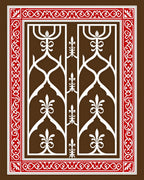 Ornate Lattice Red Border Design Rug