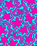 Abstract Pink Star Shapes Wavy Lines Rug
