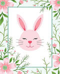 Pink Bunny Floral Spring Border Rug