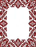 Rich Red Ornate Floral Border Rug