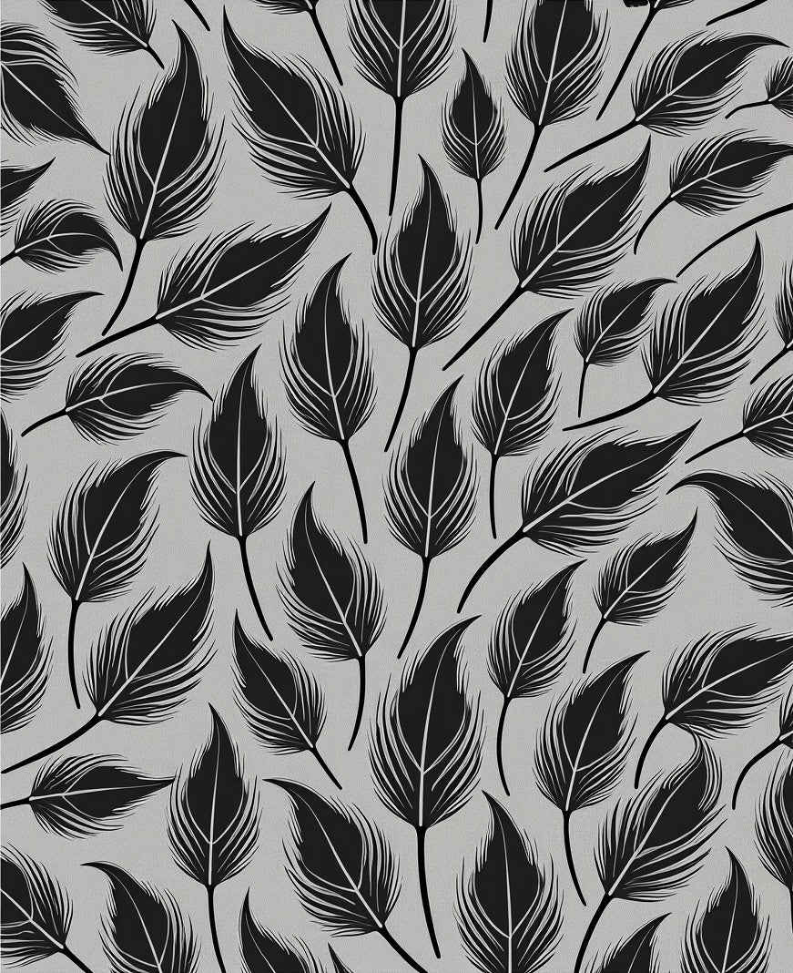 Black Feather Pattern Texture Rug