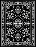 Black White Floral Border Design Rug