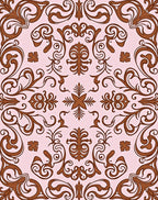 Ornate Brown Floral Swirl Accent Rug