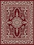 Ornate Red Cream Floral Pattern Rug