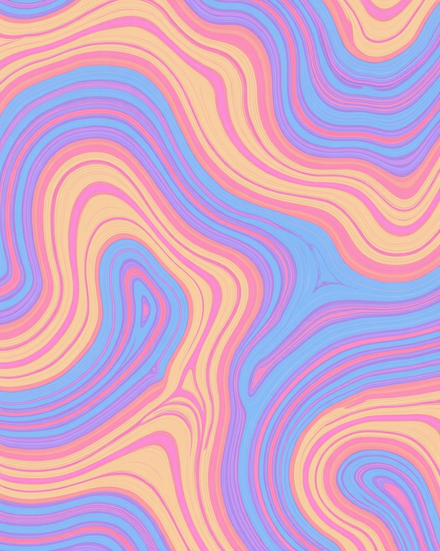 Vivid Pastel Swirl Marble Pattern Rug