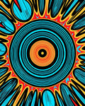Vibrant Sunburst Concentric Rings Pattern Rug
