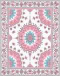 Pink Teal Floral Medallion Classic Rug