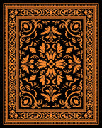 Ornate Floral Scrolled Frame Design Rug