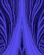 Abstract Blue Silhouette Wavy Pattern Rug