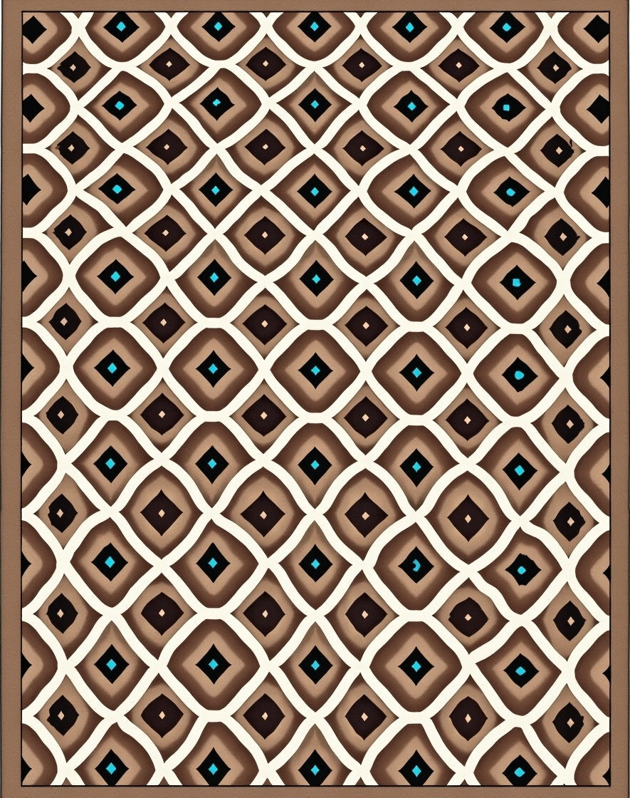 Brown Diamond Geometric Pattern Rug