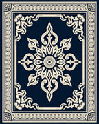 Intricate Floral Medallion Navy Rug